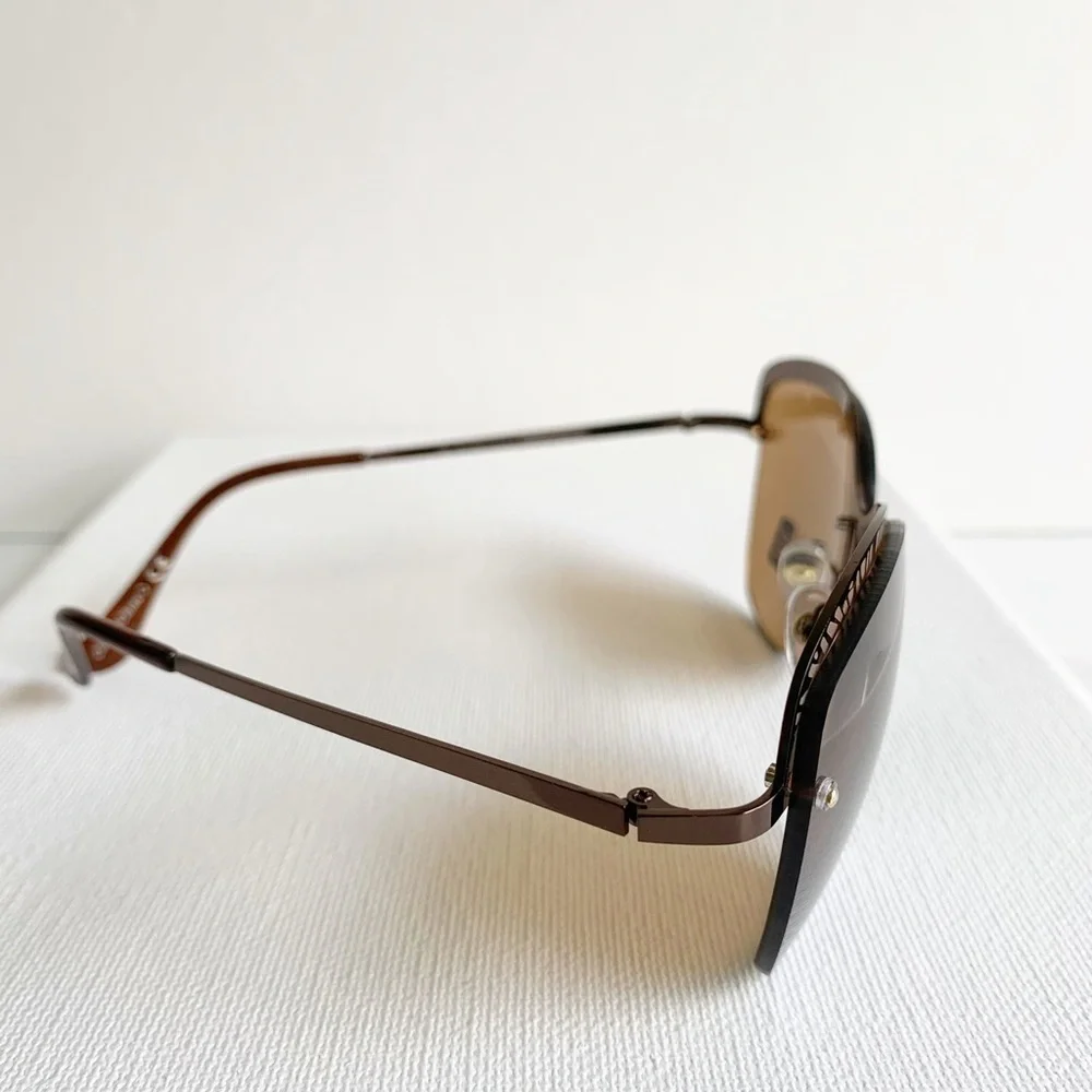 NWT semi rimless brown and tan sunglasses